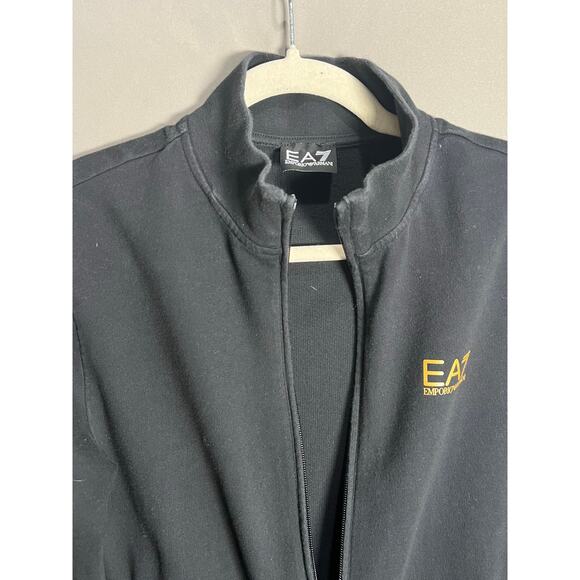 Emporio Armani EA7 Full ZIP SWEATSHIRT Black Sz S Comfort Casual Jacket Mens - Picture 5 of 16